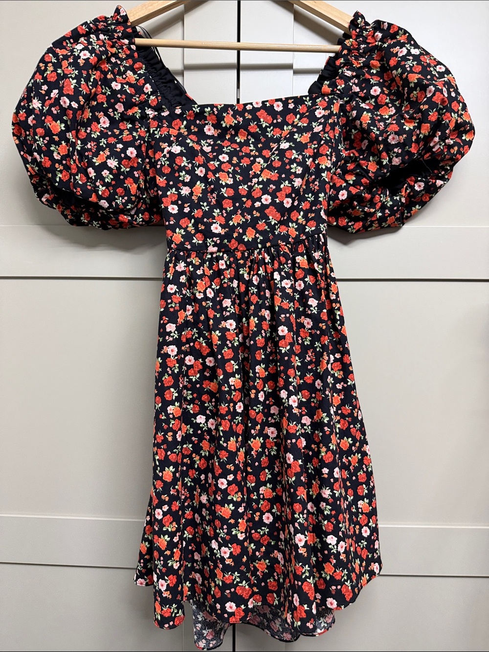 TopShop Mini Floral Dress with Puffy Statement Sleeves SIZE 2